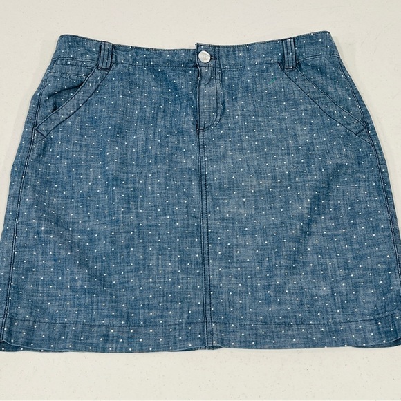 Tommy Hilfiger Dresses & Skirts - Tommy Hilfiger Blue White Polka Dot Light Denim Mini Skirt Women’s 8 Cotton